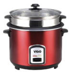 VIGO 3L Red Stainless Steel Rice Cooker – One-Pot (Model: 50-05).