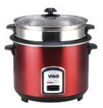VIGO 3L Red Stainless Steel Rice Cooker (50-05)- with Dual Pot Function.
